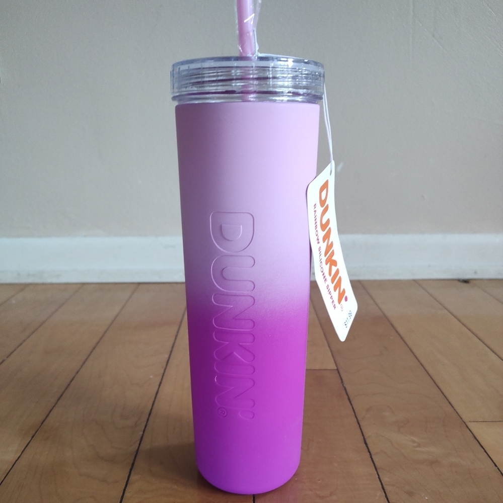Dunkin' Rainbow Silicone Sipper Pink and Purple Ombre Tumbler